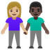 👩🏼‍🤝‍👨🏿 woman and man holding hands: medium-light skin tone, dark skin tone display on Google